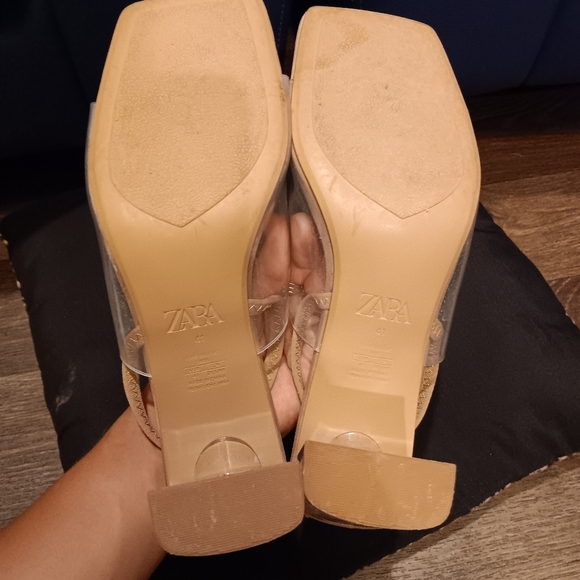 ZARA  WOMAN VINYL HIGH-HEEL SANDALS SHOES CLEAR SZ 41 Usa 10 Or 9 - Picture 3 of 6